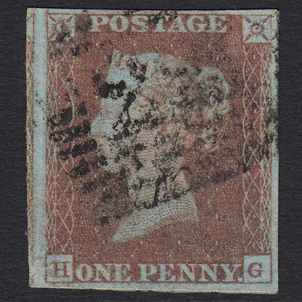 GB QV 1841 1d Red-brown (Plate 72) (SG8) 'HG' GU in Scotland 4 Margins