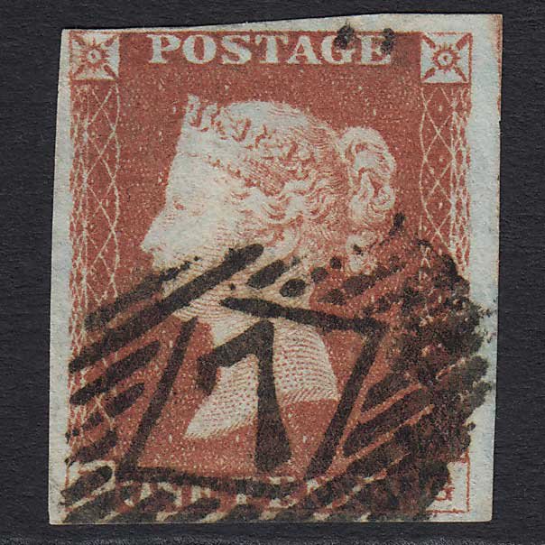 GB QV 1841 1d Red-brown (Plate 61) (SG8) 'PG' FU 4 Margins London No.7