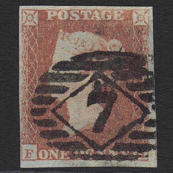GB QV 1841 1d Red-brown (Plate 101) (SG8) 'FH' FU 4 Margins London IS 7