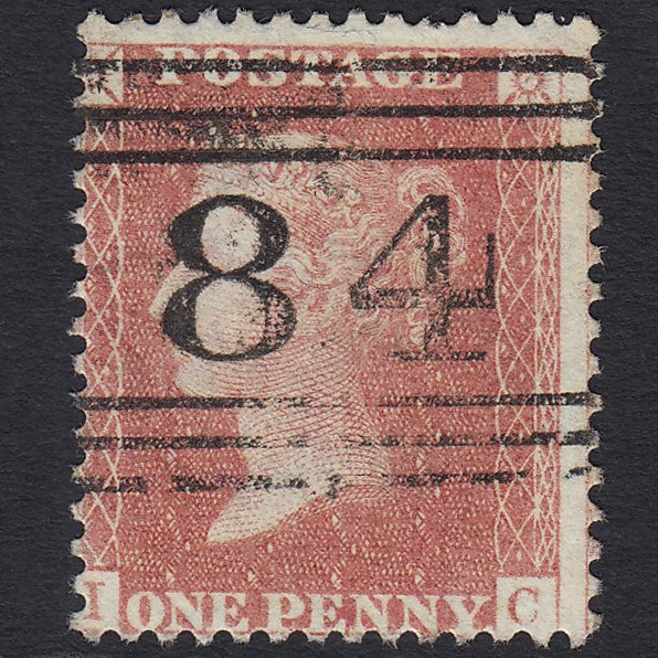 GB QV 1857 1d Pale Rose (Plate 52) SG39-C10(3) IC GU Crieff 84