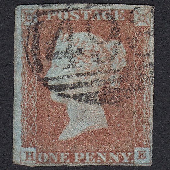 GB QV 1841 1d Red-brown (Plate 69) SG8-B1(1) HE GU Manchester 498 4 Margins