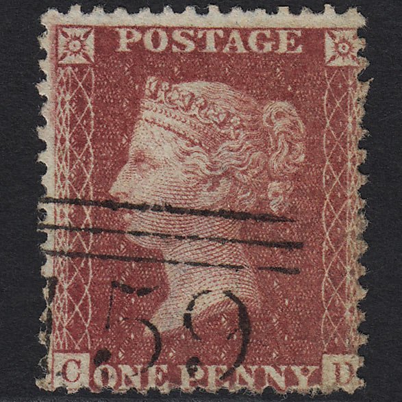 GB QV 1857 1d Rose-red (Plate 47) SG40-C10(1) CD FU Glasgow 159