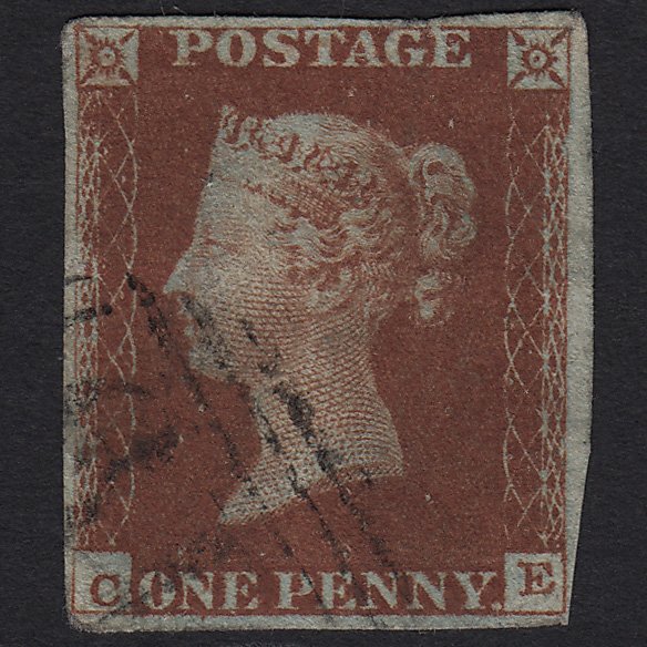 GB QV 1841 1d Red-brown (Plate 53) SG8-B1(1) CE GU Light Cancel 4 Margins