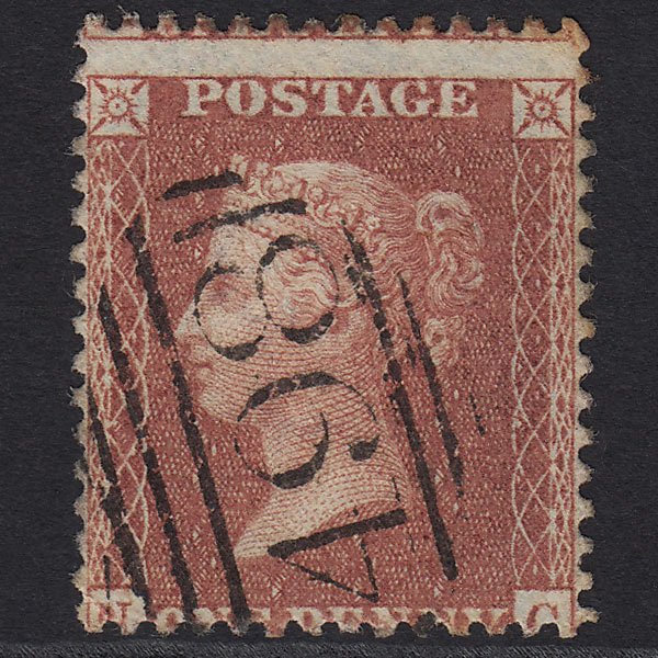GB QV 1856 1d Red-brown SG29-C8(1) GU Manchester 498 Misperf