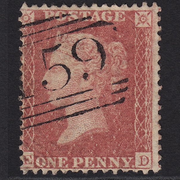 GB QV 1857 1d Rose-red (Plate 57) SG40-C10(1) ED GU Glasgow 159
