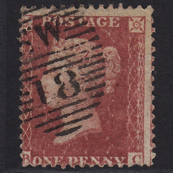 GB QV 1857 1d Deep Rose-red (Plate 56) SG41-C10(4) BC GU London D&S SW18