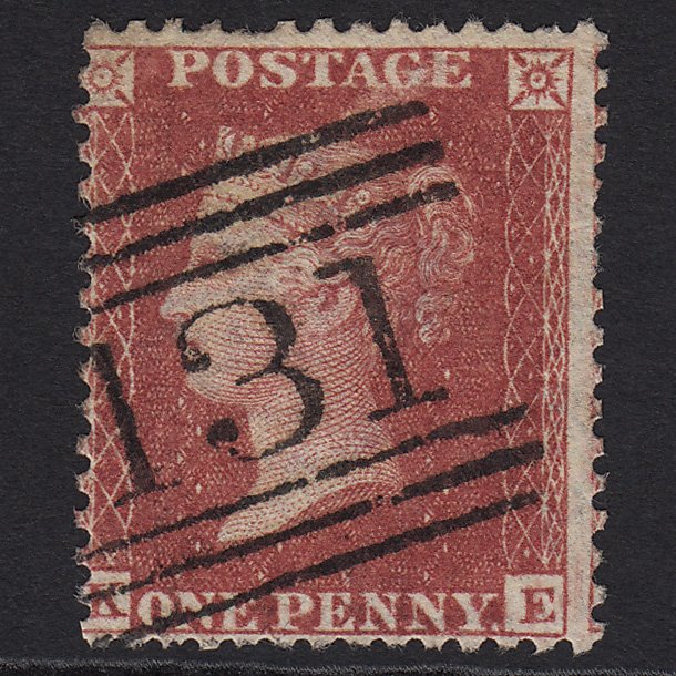 GB QV 1857 1d Deep Rose-red (Plate 52) SG41-C10(4) KE GU Edinburgh 131