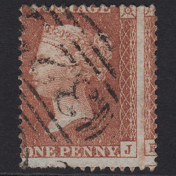 GB QV 1855 1d Red-brown C6(1) GU Huge Misperf