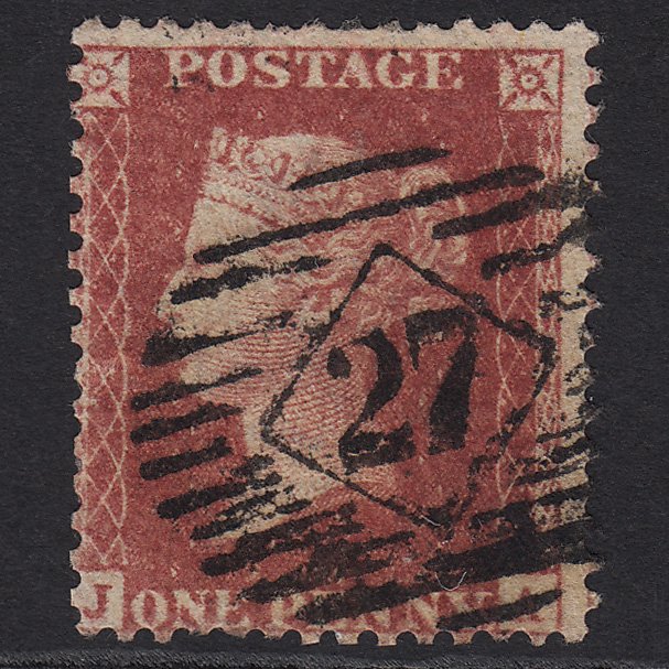 GB QV 1857 1d Rose-red SG40-C10(1) JA GU London No.27