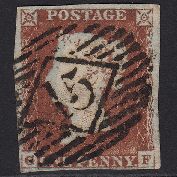 GB QV 1841 1d Pale Red-brown SG9-B1(3) GF FU 4 Margins London IS 15