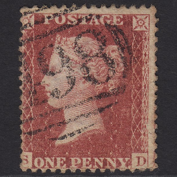 GB QV 1857 1d Rose-red (Plate 60) SG40-C10(1) SD GU Manchester 498 Misperf
