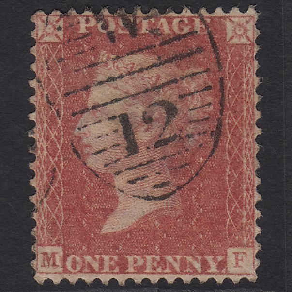 GB QV 1857 1d (Plate 52) SG40-C10(1) MF FU London D&S W12 Perfect Centring
