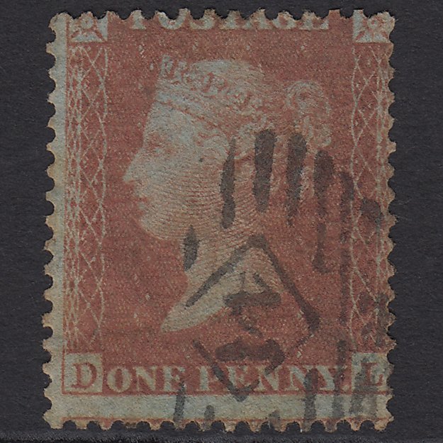 GB QV 1856 1d Red-brown (Plate 44) SG29-C8(1) DL GU London IS Cancel