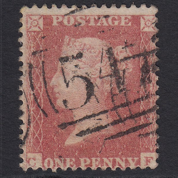 GB QV 1861 1d Pale Rose-red Plate R15 SGC13(2) CF GU Stoke-on-trent 547