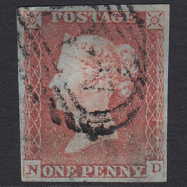 GB QV 1841 1d Pale Red-brown (Plate 80) SG9-B1(3) ND GU 4M Leamington 444