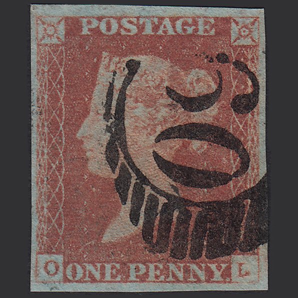 GB QV 1841 1d (Plate 80) SG8-B1(1) OL FU 4M Imperf London D&S 60 Malformed L