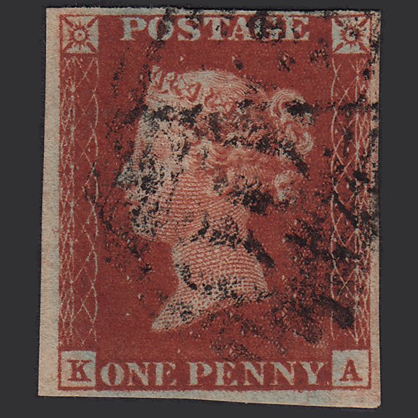 GB QV 1841 1d Deep Red-brown (Plate 56) SG10-B1(4) KA GU 4 Margins