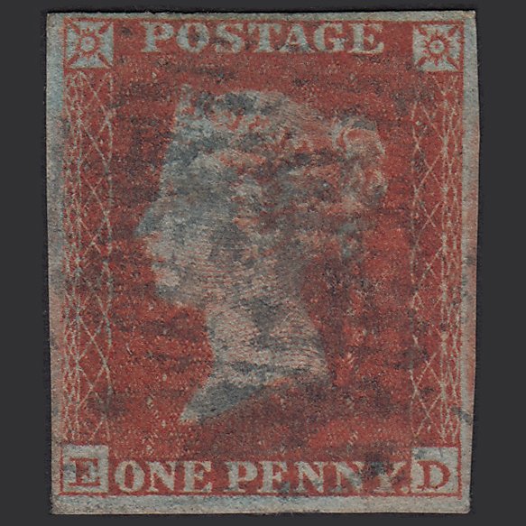 GB QV 1841 1d Red-brown (Plate 147) SG8-B2(1) ED GU 4M Blue-black Cancel