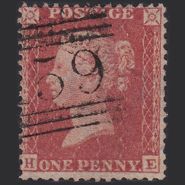 GB QV 1857 1d Rose-red (Plate 66) SG40-C10(1) HE FU Glasgow 159