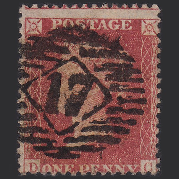 GB QV 1857 1d Rose-red (Plate 47) SG40-C10(1) DC FU London IS 17 Misperf