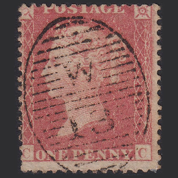GB QV 1857 1d Pale Rose (Plate 27) SG39-C10(3) CC GU London D&S W13