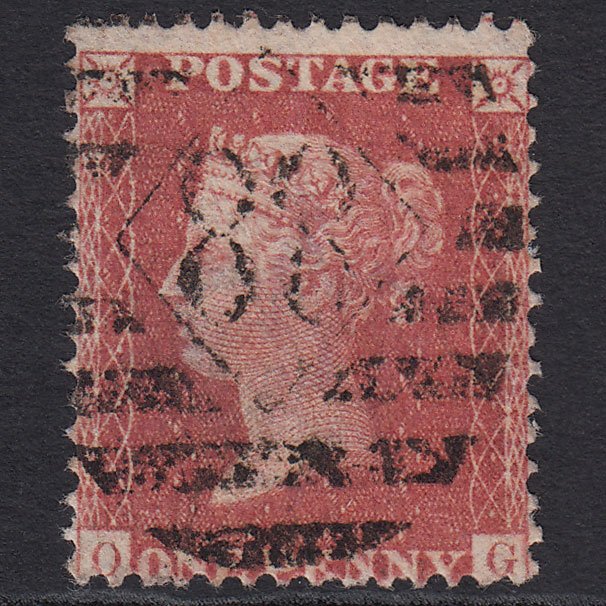 GB QV 1857 1d Rose-red (Plate 67) SG40-C10(1) OG FU London IS 88 Misperf