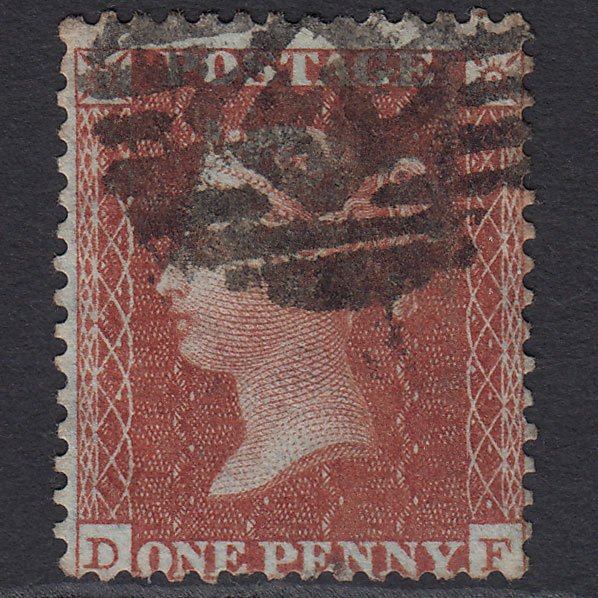 GB QV 1855 1d Red-brown (Plate 1) SG24-C3(1) DF GU London IS Cancel