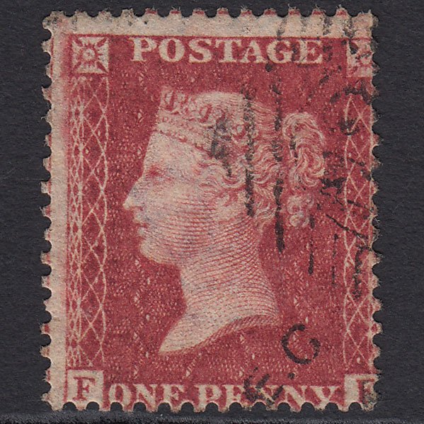 GB QV 1857 1d Rose-red (Plate 58) SG40-C10(1) FF FU London D&S Cancel