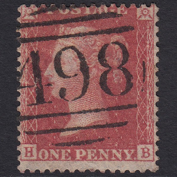 GB QV 1857 1d Rose-red (Plate 48) SG40-C10(1) HB GU Manchester 498 Misperf