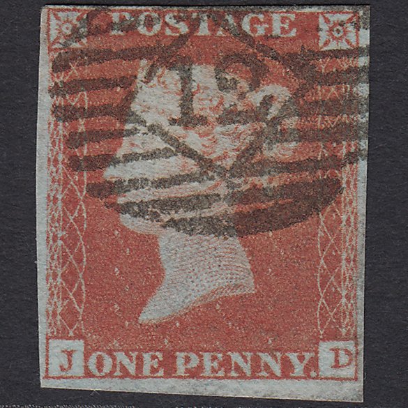 GB QV 1841 1d Red-brown (Plate 123) SG8-B2(1) JD FU 4 Margins London IS 12