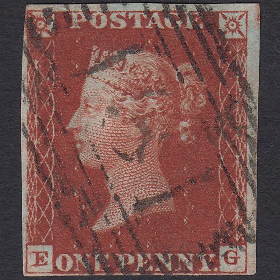 GB QV 1841 1d Deep Red-brown (Plate 53) SG10-B1(4) EG GU 4M Edinburgh 131