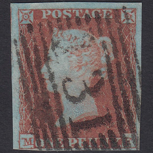 GB QV 1841 1d Very Blued (Plate 113) SG8a-B1(2) MF FU 4M Edinburgh 131