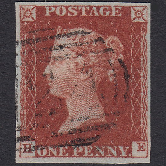 GB QV 1841 1d Deep Red-brown (Plate 53) SG10-B1(4) HE VFU 4M South Molton 724