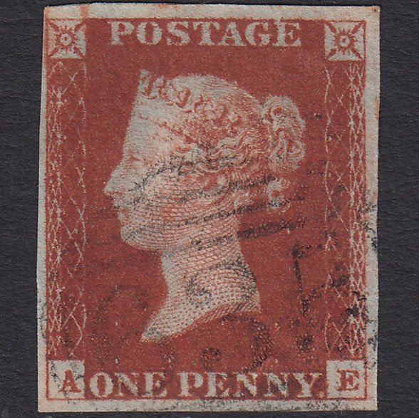 GB QV 1841 1d Deep Red-brown (Plate 56) SG10-B1(4) AE FU 4M Reading 635