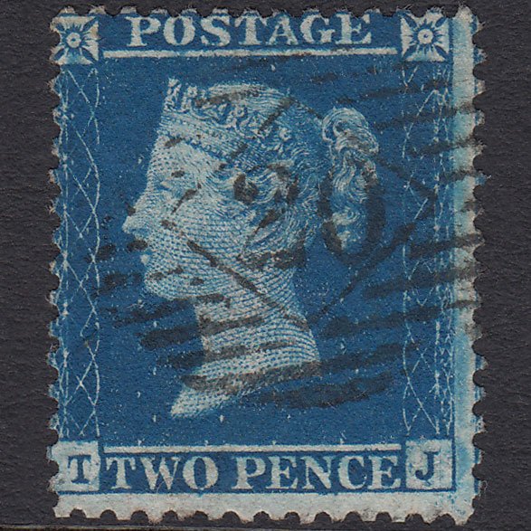 GB QV 1857 2d Blue (Plate 6) SG35-F7 TJ FU London IS 20