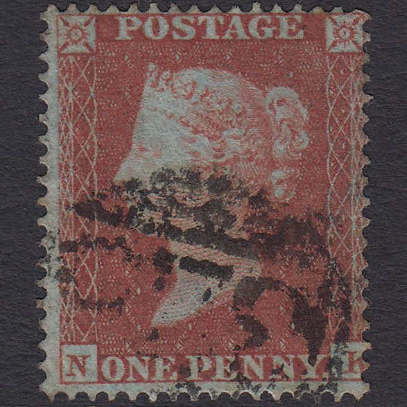 GB QV 1854 1d Red-brown Plate R5 SG17-C1(1) NK GU Guildford 325