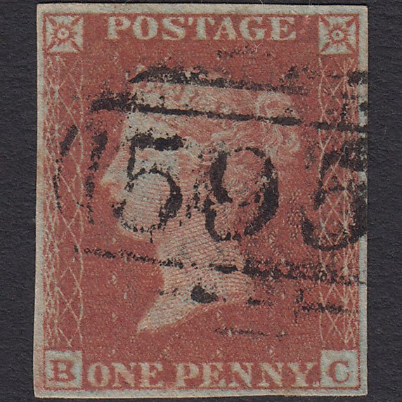 GB QV 1841 1d Red-brown (Plate 149) SG8-B2(1) BC GU 4 Margins Oswestry 595