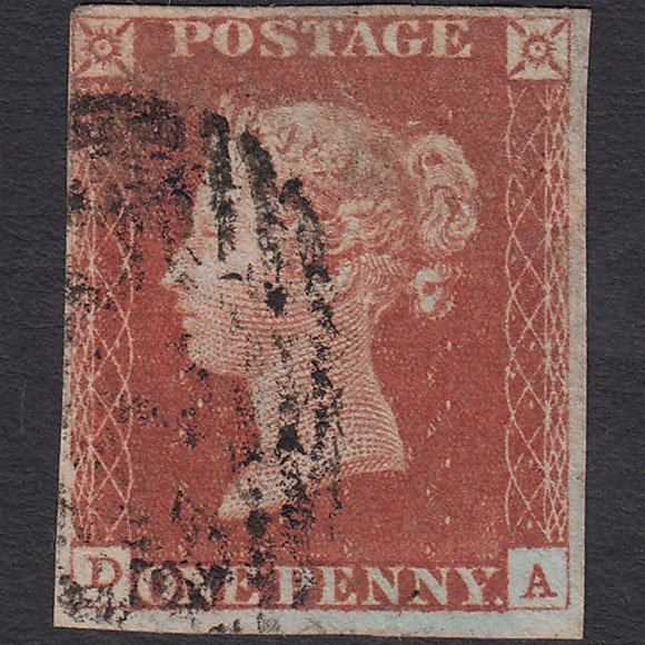 GB QV 1841 1d Red-brown (Plate 60) SG8-B1(1) DA GU 4 Margins