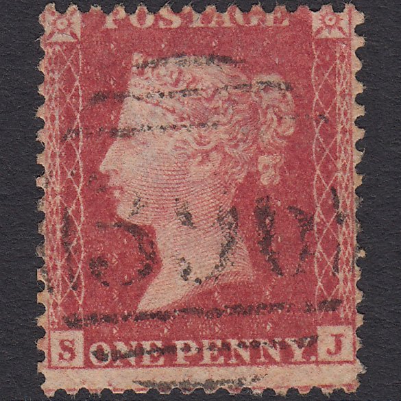 GB QV 1857 1d Rose-red (Plate 36) SG40-C10(1) SJ GU Huntingdon 396 Misperf
