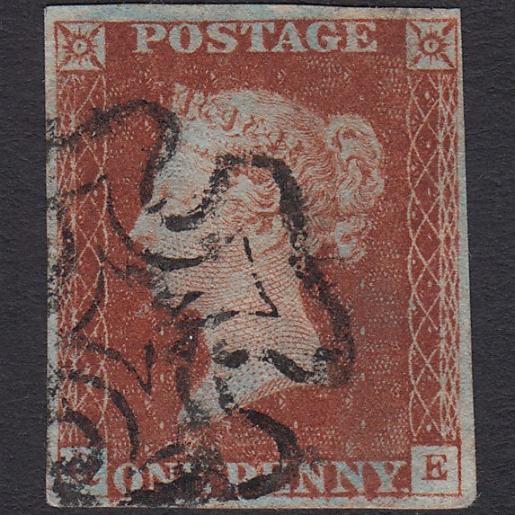 GB QV 1841 1d Red-brown (Plate 18) SG8-B1(1) QE FU 4 Margins Maltese Cross