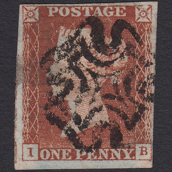 GB QV 1841 1d Red-brown (Plate 25) SG8-B1(1) IB GU 4 Margins Maltese Cross