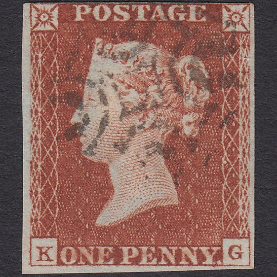 GB QV 1841 1d Red-brown (Plate 19) SG8-B1(1) KG FU 4 Margins Maltese Cross
