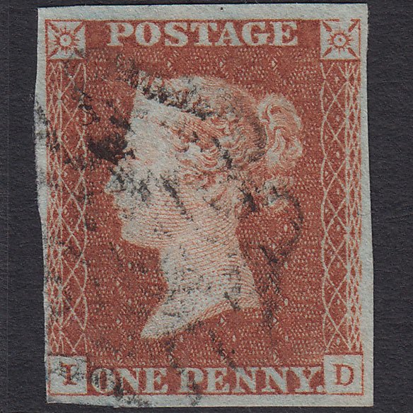 GB QV 1841 1d Red-brown (Plate 25) SG8-B1(1) ID GU 4 Margins Maltese Cross