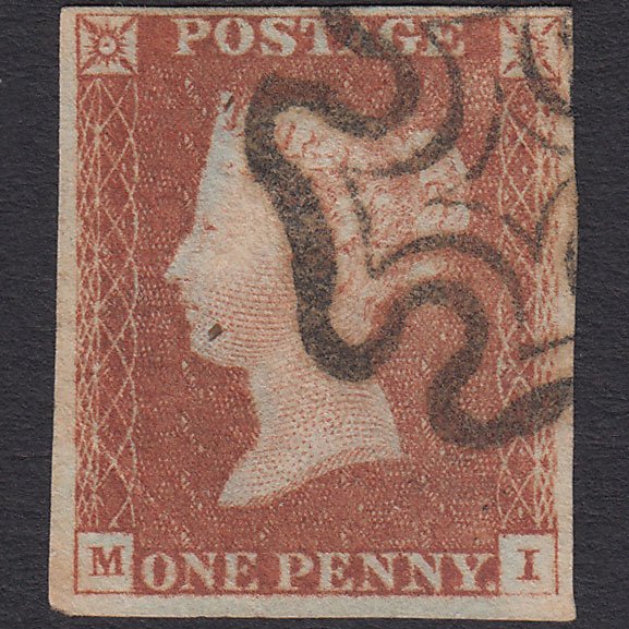 GB QV 1841 1d Red-brown (Plate 19) SG8-B1(1) MI GU 4 Margins Maltese Cross