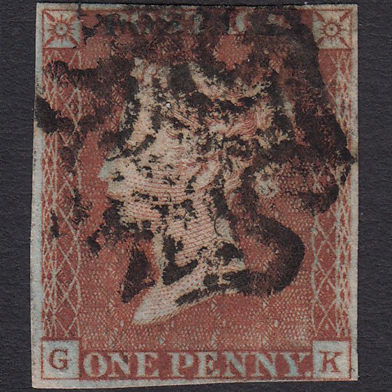 GB QV 1841 1d Red-brown (Plate 18) SG8-B1(1) GK GU 4 Margins Maltese Cross