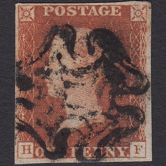GB QV 1841 1d Red-brown (Plate 25) SG8-B1(1) HF GU 4 Margins Maltese Cross