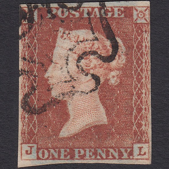 GB QV 1841 1d Red-brown (Plate 18) SG8-B1(1) JL FU 4 Margins Maltese Cross