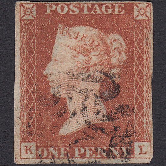 GB QV 1841 1d Red-brown (Plate 25) SG8-B1(1) KL GU 4 Margins Maltese Cross