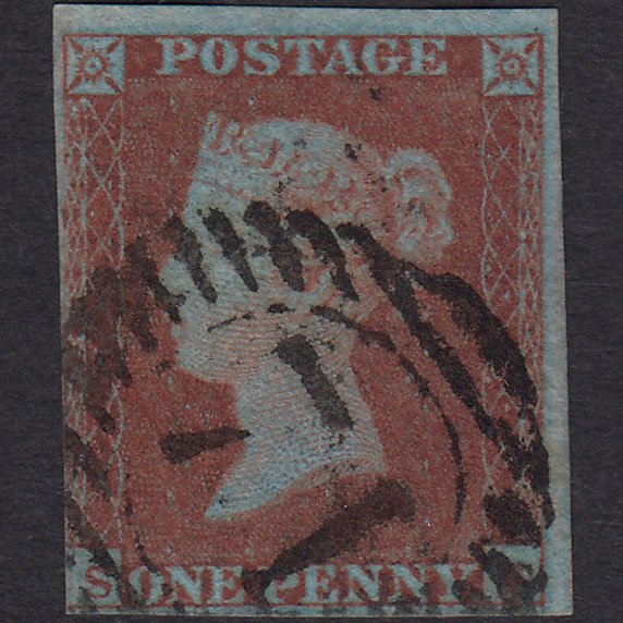 GB QV 1841 1d Very Blued (Plate 130) SG8a-B1(2) SF GU 3 Margins 71