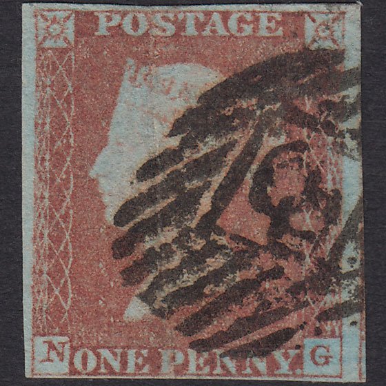 GB QV 1841 1d Red-brown (Plate 77) SG8-B1(1) NG GU 4M London IS Cancel